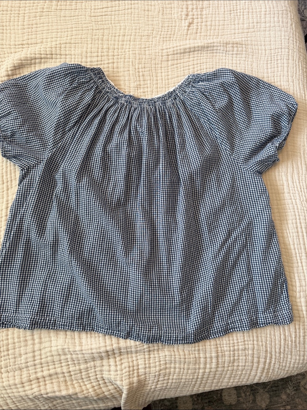 Lucky Brand Blue Gingham Peasant Top - Picture 5 of 5